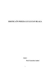 book Erotica în poezia lui Lucian Blaga