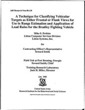 book A technique for classifying vehicular targets as either frontal or flank views for use in range estimation and application of lead rules for the Bradley fighting vehicle