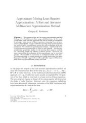 book Approximate Moving Least-Squares Approximation: A Fast and Accurate Multivariate Approximation Method