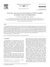 book Corrosion and wear-corrosion behavior of NiTi modiﬁed by plasma source ion implantation