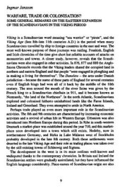 book Warfare, Trade or Colonisation? Some General Remarks on the Eastern Expansion of the Scandinavians in the Viking Period