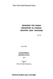 book Managing the Human Resources in Chinese-Western joint Ventures