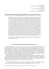 book Genetics of Indo-European populations: the past, the future