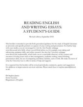 book Reading english and writing essays: a student's guide