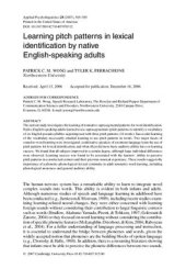 book Learning pitch patterns in lexical identification by native English-speaking adults