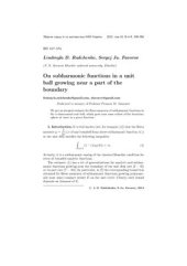 book Radchenko, Sergej Ju. Favorov. On subharmonic functions in a unit ball growing near a part of the boundary