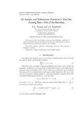 book Analytic and subharmonic functions in the unit disc growing near a part of the boundary