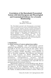 book Correlation of the Burushaski Pronominal System with Indo-European and Phonological and Grammatical Evidence for a Genetic Relationship