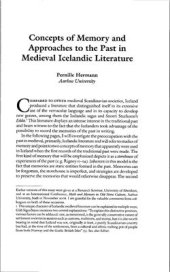 book Concept of Memory and Approaches to the Past in Medieval Icelandic Literature