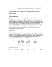 book Light Verbs and Noun Verb Agreement in Hunza Burushaski