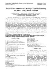 book Experimental and simulation testing of flight spin stability for small caliber cannon projectile