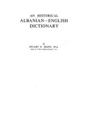 book An Historical Albanian-English Dictionary: Part I, A-M