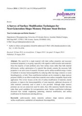 book A Survey of Surface Modification Techniques for Next-Generation Shape Memory Polymer Stent Devices