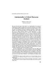 book Intertextuality in Critical Discourse Analysis