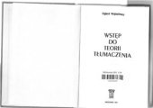 book Wstęp do teorii tłumaczenia