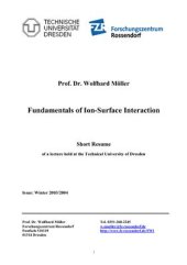 book Fundamentals of Ion-Surface Interaction