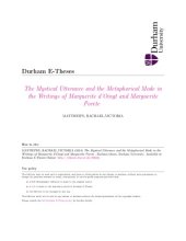 book The Mystical Utterance and the Metaphorical Mode in the Writings of Marguerite d’Oingt and Marguerite Porete [PhD thesis]