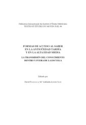 book Formas de acceso al saber en la Antigüedad Tardía y en la Alta Edad Media: La transmisión del conocimiento dentro y fuera de la escuela