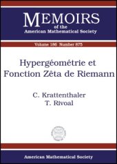 book Hypergeometrie Et Fonction Zeta De Riemann