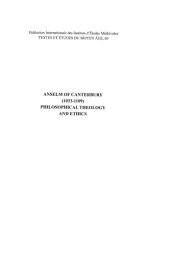 book Anselm of Canterbury (1033-1109). Philosophical Theology and Ethics: Proceedings of the Third International Conference of Medieval Philosophy, held at the Pontifical Catholic University of Rio Grande do Sul (PUCRS), Porto Alegre / Brazil (02-04 September 