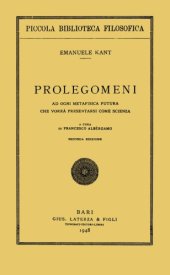 book Prolegomeni ad ogni metafisica futura che vorrà presentarsi come scienza