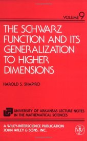 book The Schwarz Function and Its Generalization to Higher Dimensions