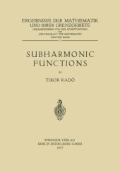 book Subharmonic Functions