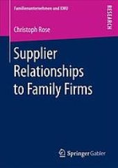 book Supplier Relationships to Family Firms