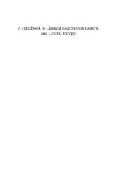 book A Handbook to Classical Reception in Eastern and Central Europe