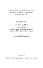 book Die Tora des Mose. Die Geschichte der literarischen Vermittlung von Recht, Religion und Politik durch die Mosegestalt