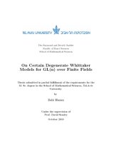 book On Certain Degenerate Whittaker Models for GL(n) over Finite Fields [master thesis]