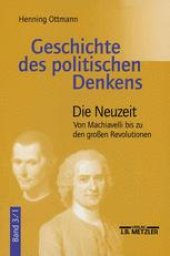 book  Geschichte des politischen Denkens: Band 3: Neuzeit. Teilband 1: Von Machiavelli bis zu den großen Revolutionen