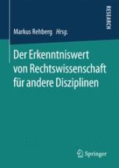 book Der Erkenntniswert von Rechtswissenschaft für andere Disziplinen