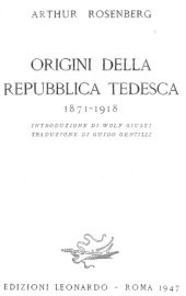 book Origini della Repubblica Tedesca 1871-1918