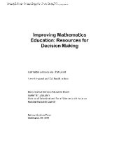 book Improving Mathematics Education - Resources for Decision Making