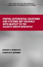 book PDE And Systems Not Solvable With Respect To The Highest Order Derivative