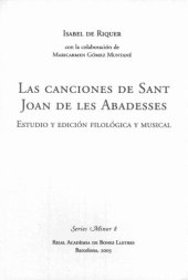 book Las canciones de Sant Joan de les Abadesses : estudio y edición filológica y musical