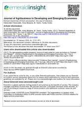 book Journal of Agribusiness in Developing and Emerging Economies