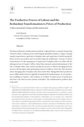 book The Productive Powers of Labour and the Redundant Transformation to Prices of Production