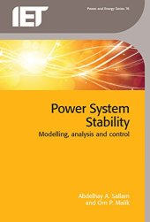 book Power System Stability: Modelling, Analysis and Control