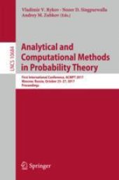 book  Analytical and Computational Methods in Probability Theory: First International Conference, ACMPT 2017, Moscow, Russia, October 23-27, 2017, Proceedings