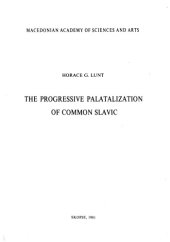 book The progressive palatalization of Common Slavic