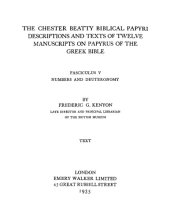 book The Chester Beatty biblical papyri / Fasc. 5, Numbers and Deuteronomy ; Text.