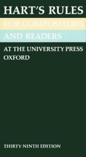 book Hart’s Rules for Compositors and Readers at the University Press, Oxford