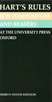 book Hart’s Rules for Compositors and Readers at the University Press Oxford