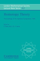 book Homotopy Theory: Proceedings of the Durham Symposium 1985