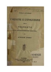 book L’origine e l’evoluzione della proprietà