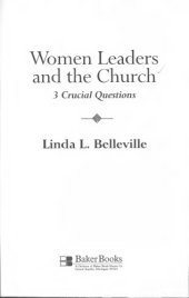 book Women Leaders and the Church: Three Crucial Questions