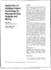 book Application of Intelligent Agent Technology for Managerial Data Analysis and Mining