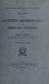 book Lec,ons sur les systemes orthogonaux et les coordonnees curvilignes